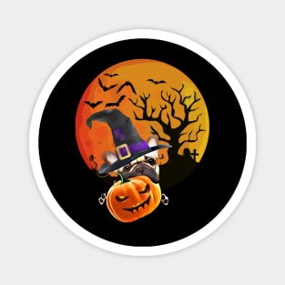 French bulldog, witch hat, scary halloween, jack pumpkin, spooky moon Magnet